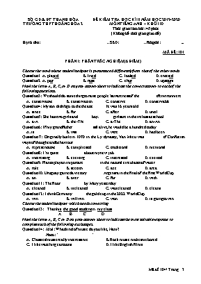 4 Đề kiểm tra học kỳ II môn Tiếng Anh Lớp 10 - Năm học 2019-2020 - Trường THPT Hoằng Hóa 2